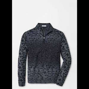 Peter Millar Men M Crown Sport Perth Raglan Camo Performance 1/4 Quarter Zip BLK